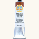 Natural Earth Paint burn sienna brown natural acrylic paint in a 59ml aluminium tube and closed with a black screw cap