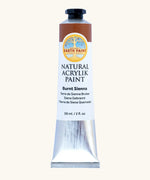 Natural Earth Paint burn sienna brown natural acrylic paint in a 59ml aluminium tube and closed with a black screw cap