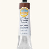 Natural Earth Paint dark brown natural acrylic paint in a 59ml aluminium tube and closed with a black screw cap