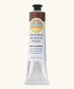 Natural Earth Paint dark brown natural acrylic paint in a 59ml aluminium tube and closed with a black screw cap