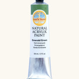 Natural Earth Paint emerald green natural acrylic paint in a 59ml aluminium tube and closed with a black screw cap