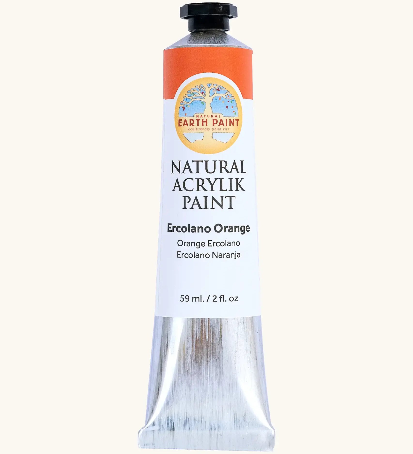 Natural Earth Paint ercolano orange natural acrylic paint in a 59ml aluminium tube and closed with a black screw cap