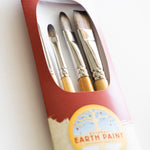 A close up of the Natural Earth Paint 4 Eco-Friendly Fine Art Brushes.
