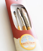 A close up of the Natural Earth Paint 4 Eco-Friendly Fine Art Brushes.