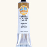 Natural Earth Paint gold mica natural acrylic paint in a 59ml aluminium tube and closed with a black screw cap