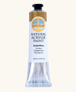 Natural Earth Paint gold mica natural acrylic paint in a 59ml aluminium tube and closed with a black screw cap
