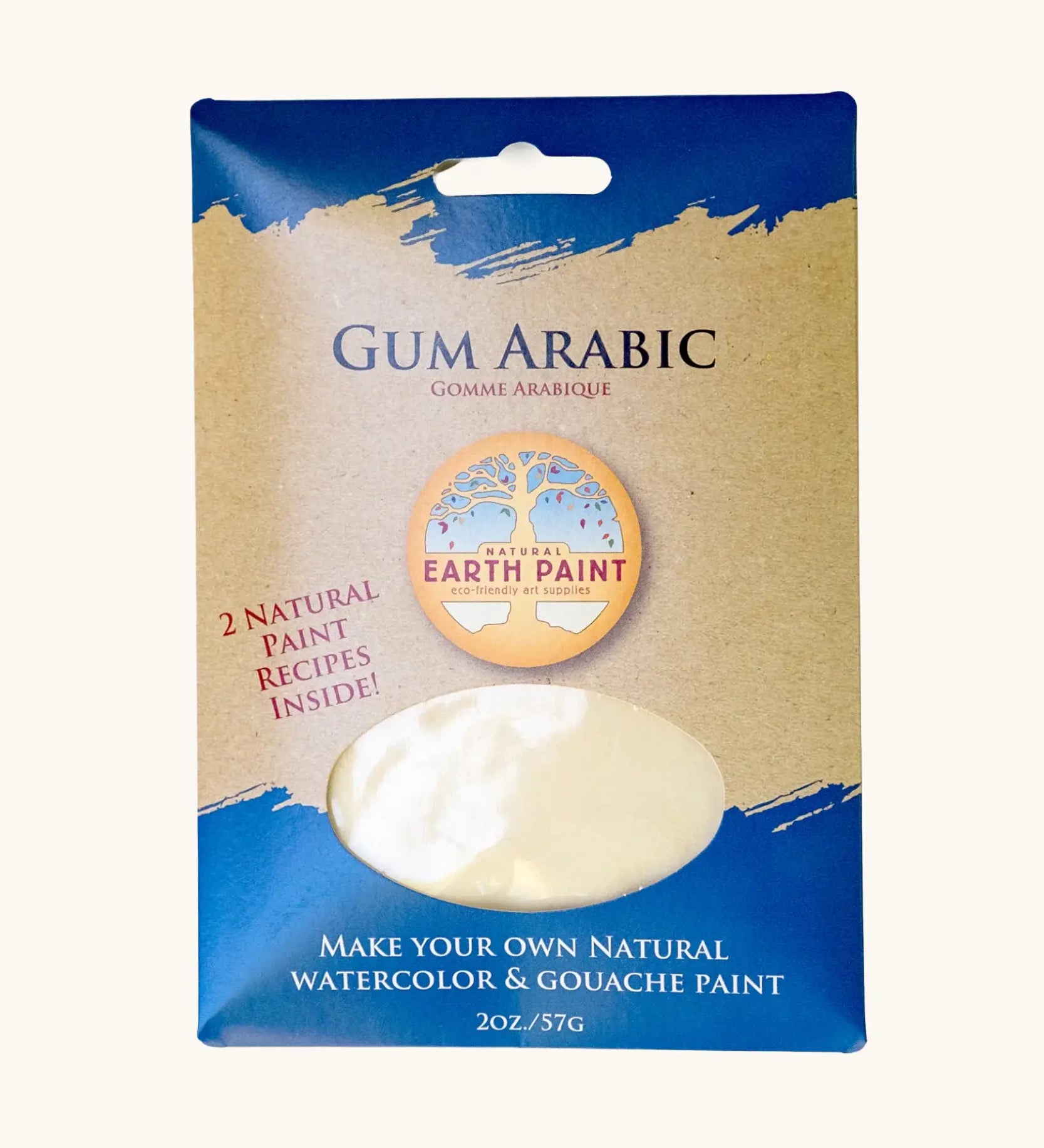 Natural earth paint gum arabic is a plant based binder for making your own watercolour or gouache paint and comes in a 57g packet.