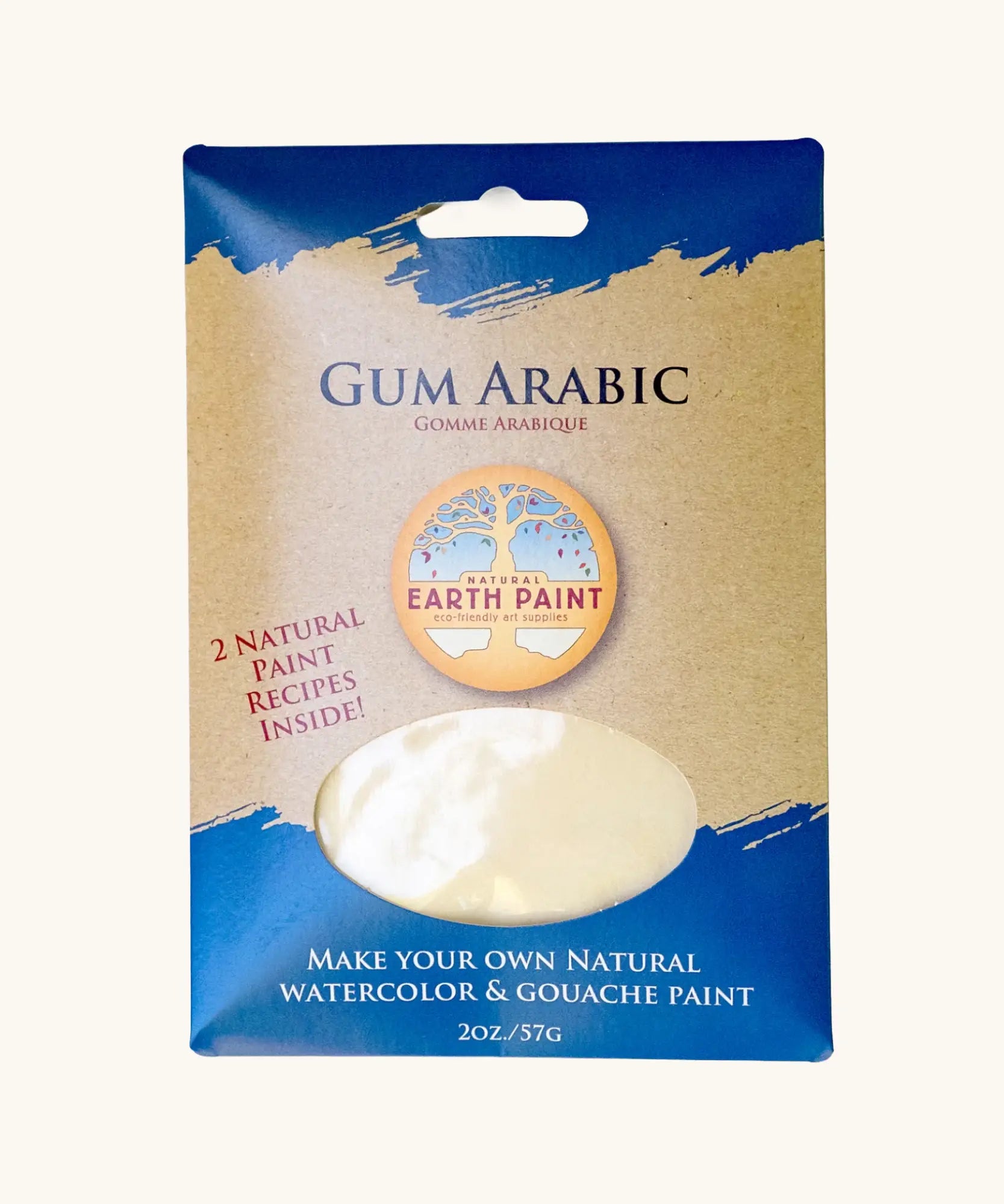 Natural earth paint gum arabic is a plant based binder for making your own watercolour or gouache paint and comes in a 57g packet.