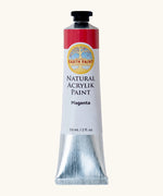 Natural Earth Paint magenta pink natural acrylic paint in a 59ml aluminium tube and closed with a black screw cap