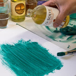 The Natural Earth Paint pigment being mixed with eco-solve thinner to create oil paints