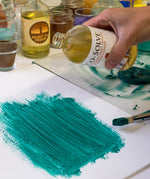 The Natural Earth Paint pigment being mixed with eco-solve thinner to create oil paints