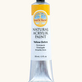 Natural Earth Paint yellow ochre natural acrylic paint in a 59ml aluminium tube and closed with a black screw cap
