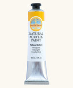 Natural Earth Paint yellow ochre natural acrylic paint in a 59ml aluminium tube and closed with a black screw cap