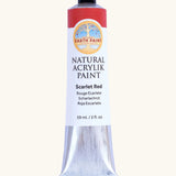 Natural Earth Paint scarlet red natural acrylic paint in a 59ml aluminium tube and closed with a black screw cap