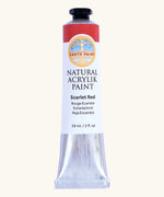 Natural Earth Paint scarlet red natural acrylic paint in a 59ml aluminium tube and closed with a black screw cap
