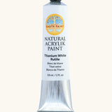 Natural Earth Paint titanium white natural acrylic paint in a 59ml aluminium tube and closed with a black screw cap