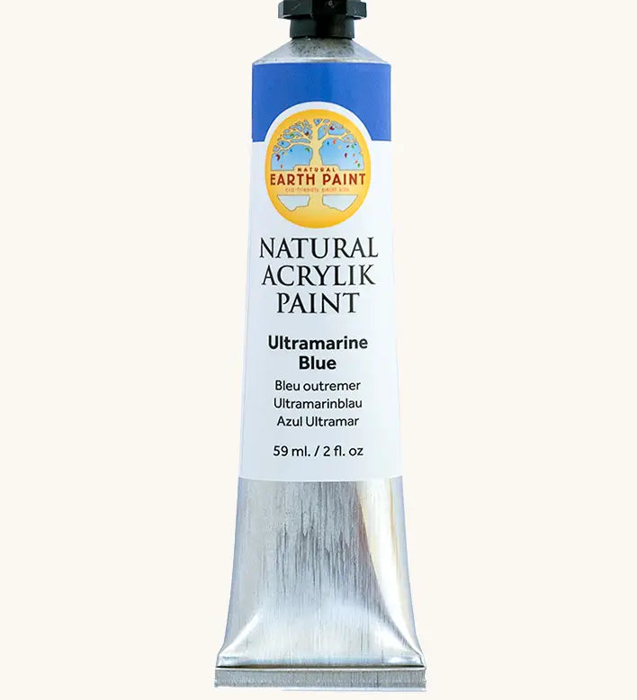 Natural Earth Paint ulktramarine blue natural acrylic paint in a 59ml aluminium tube and closed with a black screw cap
