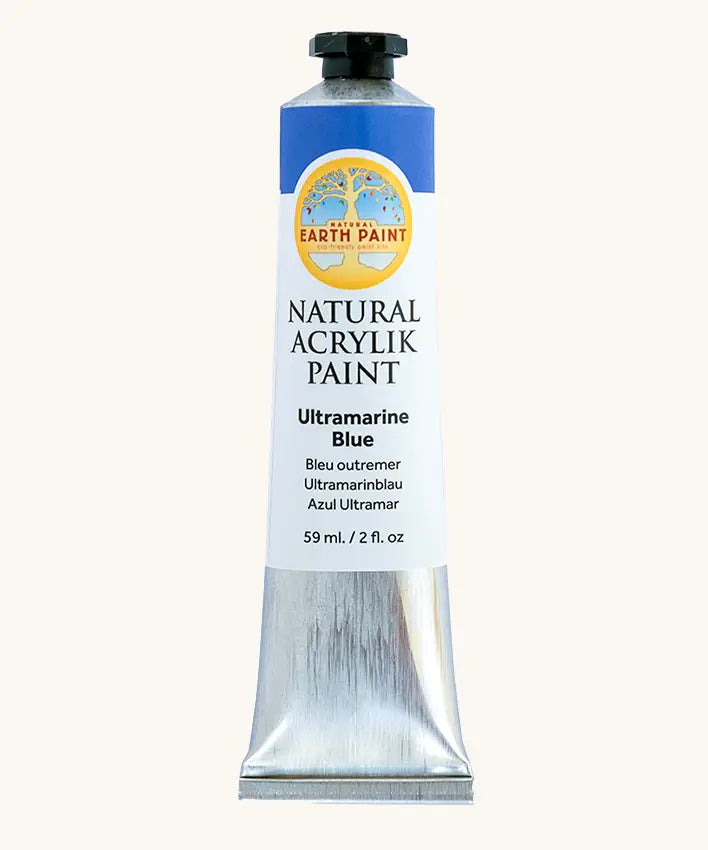 Natural Earth Paint ulktramarine blue natural acrylic paint in a 59ml aluminium tube and closed with a black screw cap