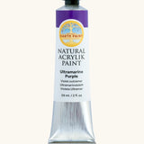 Natural Earth Paint ultramarine purple natural acrylic paint in a 59ml aluminium tube and closed with a black screw cap