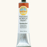 Natural Earth Paint Venetian red natural acrylic paint in a 59ml aluminium tube and closed with a black screw cap
