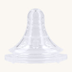 A closer look at the Lola & Lykke Nipple Teats 2-Pack. The image shows the anti-colic vents, and silicone structure of the teats