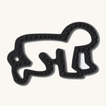 Etta Loves X Keith Haring Natural Rubber Sensory Teether - Baby showing the texture on the teether