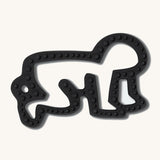 Etta Loves X Keith Haring Natural Rubber Sensory Teether - Baby showing the texture on the teether