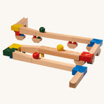 The Nic Cubio Wooden Ball Run Basic Set shown set up.