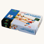 The Nic Cubio Wooden Ball Run Basic Set shown in it's cardboard packaging box.