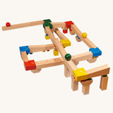 The Nic Cubio Wooden Ball Run Basic Set shown set up.