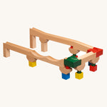 Nic Cubio wooden Ball Track Extension Set shown set up using all the pieces included. Wooden balls are available separately. 