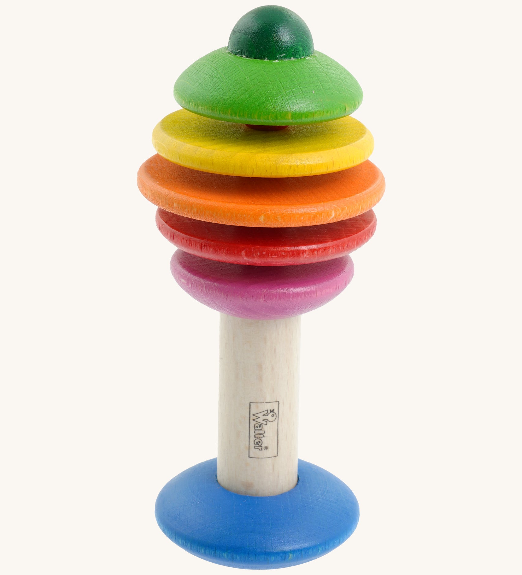 Nic Toys wooden rattling tree. Features different colour disks for making a noise and a wooden handle for grip