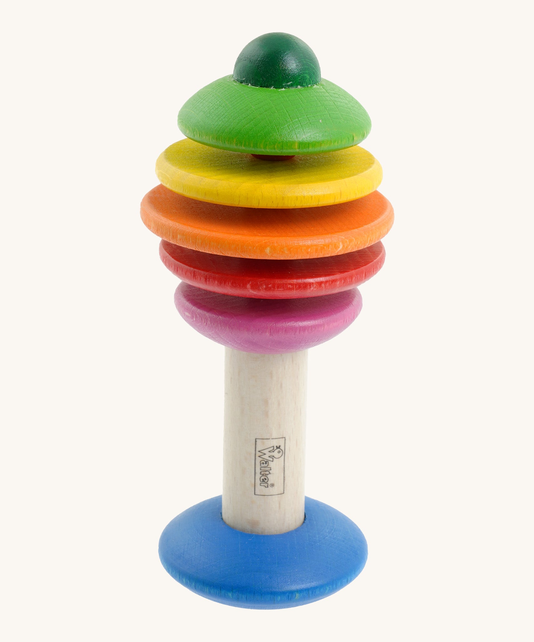 Nic Toys wooden rattling tree. Features different colour disks for making a noise and a wooden handle for grip
