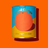 Ocelot Blood Orange Organic Drinking Chocolate. Chocolate flakes in a 200g tin.
