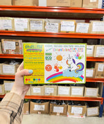 OkoNorm finger paints in 6 unicorn themed colours shown in the cardboard packaging box. 