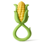 Oli & Carol Corn Rattle Teether pictured on a plain background