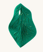 Oli & Carol green coloured Chlorophyll Leaf Baby Teether, shaped like a real leaf with raised features