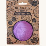 Oli & Carol 100% Natural Rubber Baby Sensory Ball - Purple Cabbage in it's card packaging sleeve. 