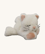 A Olli Ella Kit Kiki kitten doll lying flat showing the whiskers and tail detail. This cute fluffy toy doll is available at Babipur