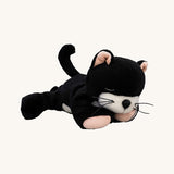 A Olli Ella Kit binky kitten doll lying flat showing the whiskers and tail detail. This cute fluffy toy doll is available at Babipur