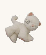 A posing Olli Ella Kiki binky kitten doll available at Babipur. This kitten is white and fluffy and features cute ears and whiskers. 