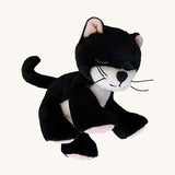 A posing Olli Ella Kit binky kitten doll available at Babipur. This kitten is black with a white front and features cute ears and whiskers. 