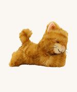 A Olli Ella Kit Koda kitten doll lying flat showing the whiskers and tail detail. This cute fluffy toy doll is available at Babipur