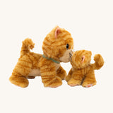Olli Ella binx cat dinkum doll and koda the binky kitten kissing. Both of these toy dolls are available at Babipur.