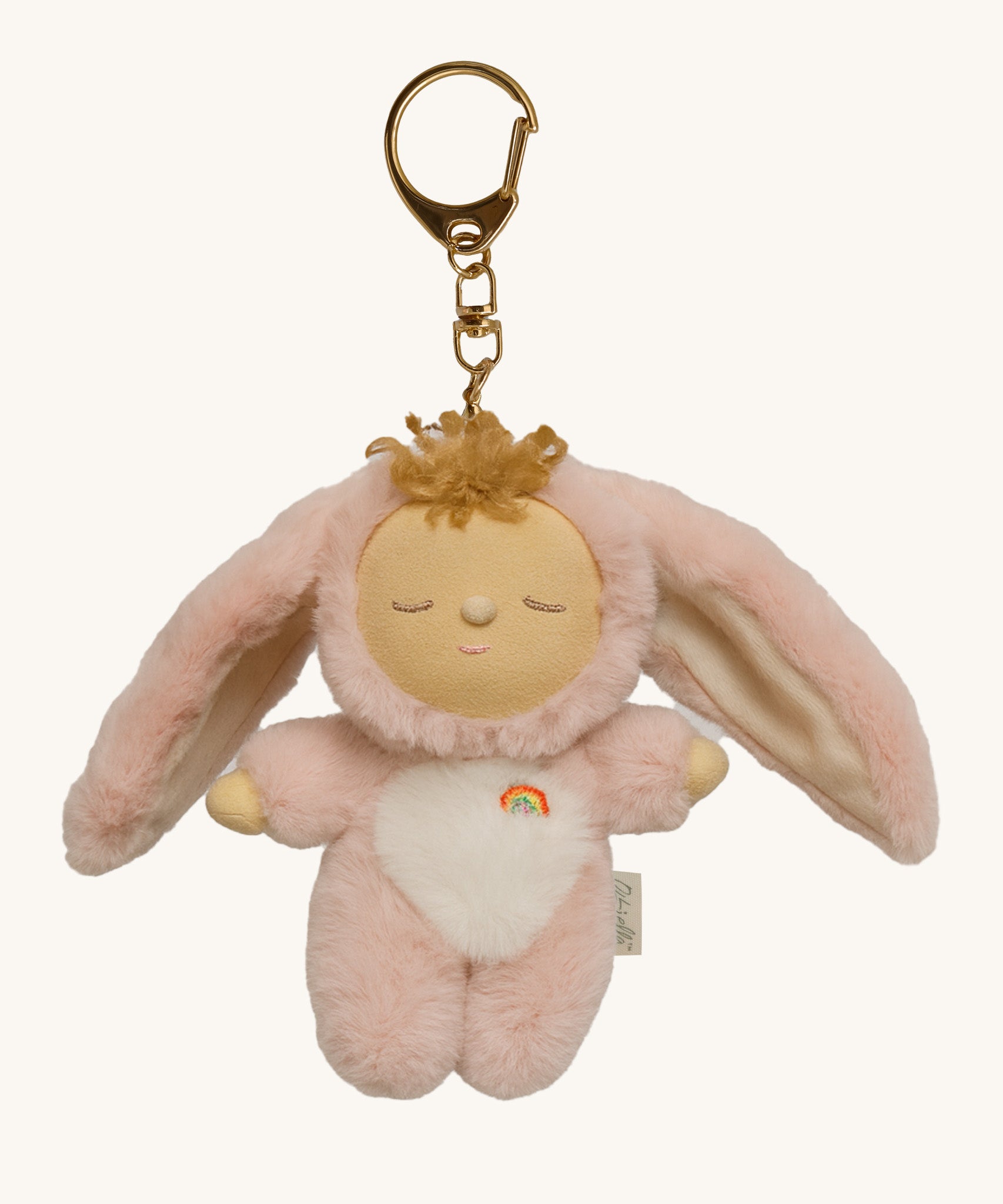 Olli Ella bunny flopsy cozy bag charm available at Babipur. A mini version of flopsy the bunny dinkum doll that can be clipped on a bag
