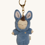 Olli Ella bunny twiggy cozy bag charm available at Babipur. A mini version of the bunny twiggy dinkum doll that can be clipped on a bag