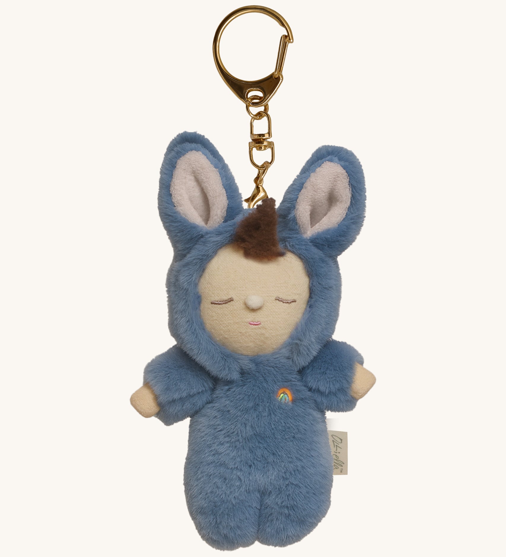 Olli Ella bunny twiggy cozy bag charm available at Babipur. A mini version of the bunny twiggy dinkum doll that can be clipped on a bag