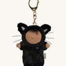 Olli Ella cat nox cozy bag charm available at Babipur. A mini version of the nox the cat dinkum doll that can be clipped on a bag