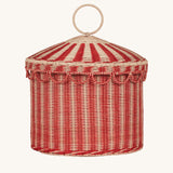 Olli Ella Red & Straw Rattan Circus Tent Basket. This large capacity basket is perfect for use as toy storage. Olli Ella have a range of stylish storage solutions and soft toys available here at Babipur. 