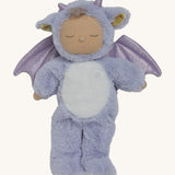 Olli Ella Rory cozy dinkum doll available at Babipur. A soft and fluffy lilac doll with a cute sleepy face and sparkling lilac dragon features